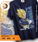 Plantilla diseño de camisetas vectoriales de anime Bola Dragon vegeta 3 - Imagen 2