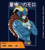 Plantilla diseño de camisetas vectoriales de anime Bola Dragon mo