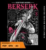 Plantilla diseño de camisetas vectoriales de anime Berserk 2