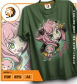 Plantilla diseño de camisetas vectoriales de anime familia espia anya 4 - Imagen 2
