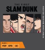 Plantilla diseño de camisetas vectoriales de anime slam 3