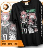 Plantilla diseño de camisetas vectoriales de anime familia espia anya 2 - Imagen 2