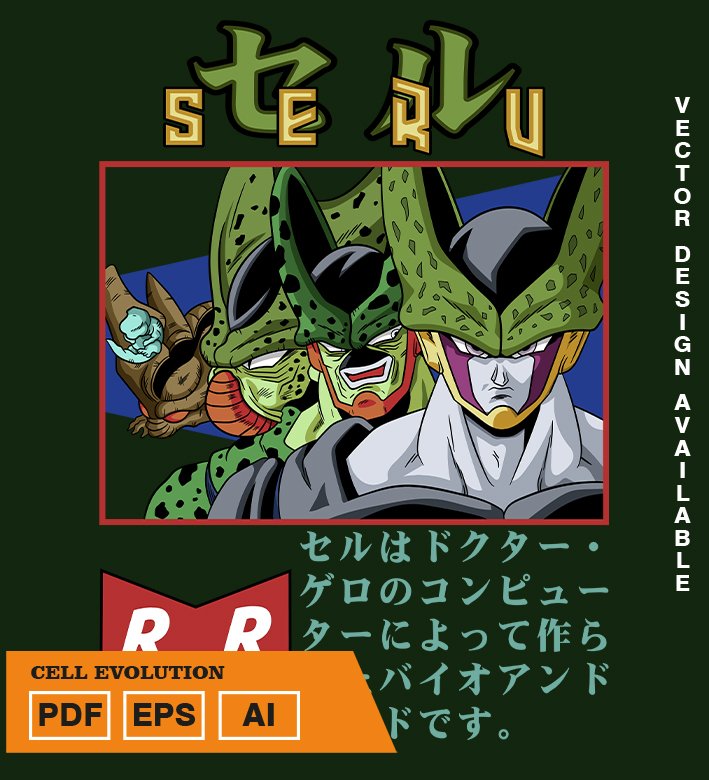 RERYEYYE Plantilla de diseño de camiseta vectorial Cel evolution - Imagen 1