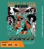 Plantilla diseño de camisetas vectoriales de anime Una Pieza Brook 2
