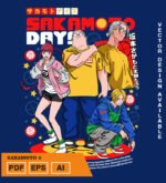 Plantilla diseño de camisetas vectoriales de anime Sakamoto 2