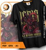 Plantilla diseño de camisetas vectoriales de anime solo igris - Imagen 2