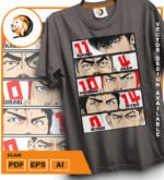 Plantilla diseño de camisetas vectoriales de anime slam - Imagen 2