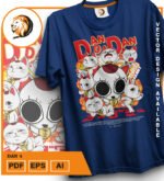 Plantilla diseño de camisetas vectoriales de anime Dan 4 - Imagen 2