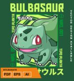 Plantilla diseño de camisetas vectoriales de anime poke bulbasour