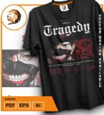 Plantilla diseño de camisetas vectoriales de anime ghoul - Imagen 2