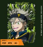 Plantilla diseño de camisetas vectoriales de anime Black Asta 3