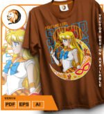 Plantilla diseño de camisetas vectoriales de anime marineras venus - Imagen 2