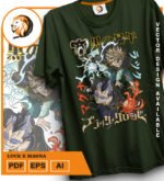 Plantilla diseño de camisetas vectoriales de anime Black Lucky - Imagen 2
