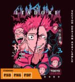 Plantilla de diseño de camiseta  Itadori