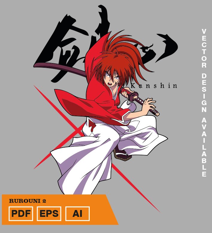 REYRYERY Plantilla diseño de camisetas vectoriales de anime samurai 2 - Imagen 1