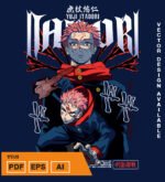 Plantilla diseño de camisetas vectoriales de anime Jujutsu Yuji