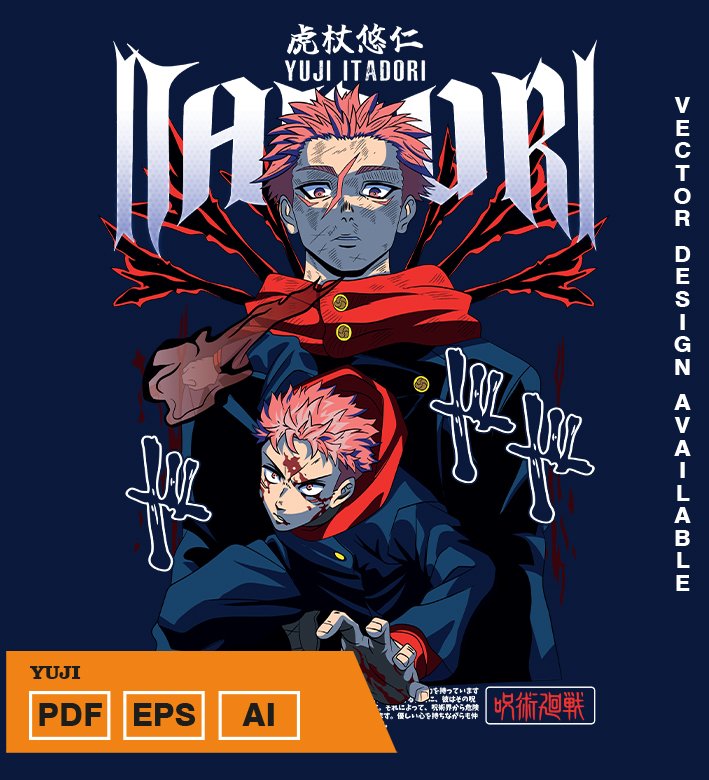 REYRYREYRE Plantilla diseño de camisetas vectoriales de anime Jujutsu Yuji - Imagen 1