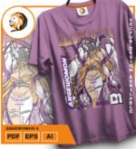 Plantilla diseño de camisetas vectoriales de anime Digi angewomon 2 - Imagen 2