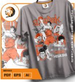 Plantilla diseño de camisetas vectoriales de anime slam hisashi - Imagen 2