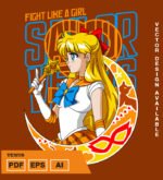 Plantilla diseño de camisetas vectoriales de anime marineras venus