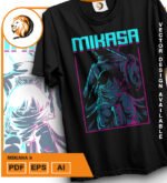 Plantilla diseño de camisetas vectoriales de anime Ataque Mikaza 2 - Imagen 2