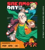 Plantilla diseño de camisetas vectoriales de anime Sakamoto