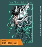 Plantilla diseño de camisetas vectoriales de anime Kaiju kafka 2