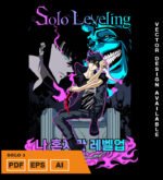 Plantilla diseño de camisetas vectoriales de anime solo 3