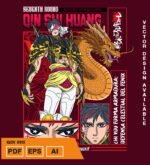 Plantilla diseño de camisetas vectoriales de anime Record qin