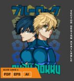 Plantilla diseño de camisetas vectoriales de anime Blue 2