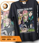 Plantilla diseño de camisetas vectoriales de anime Demon 4 - Imagen 2