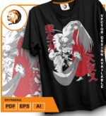 Plantilla diseño de camisetas vectoriales de anime Inuyasha - Imagen 2