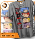 Plantilla diseño de camisetas vectoriales de anime Aula 2 - Imagen 2