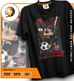 Plantilla diseño de camisetas vectoriales de anime supercampeones 4 - Imagen 2