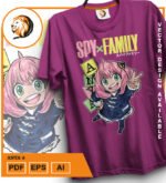 Plantilla diseño de camisetas vectoriales de anime familia espia anya 3 - Imagen 2