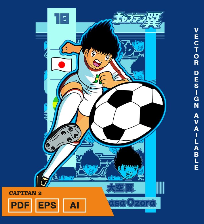 RRYERYRE Plantilla diseño de camisetas vectoriales de anime supercampeones 2 - Imagen 1