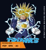 Plantilla diseño de camisetas vectoriales de anime Bola Dragon trunks 2