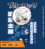 Plantilla diseño de camisetas vectoriales de anime Blue Nagi 2