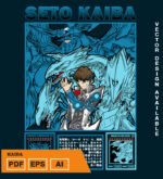 Plantilla diseño de camisetas vectoriales de anime yu gi kaiba