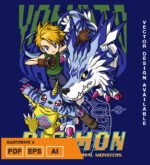 Plantilla diseño de camisetas vectoriales de anime Digi Garurumon