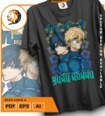Plantilla diseño de camisetas vectoriales de anime Blue 2 - Imagen 2