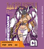 Plantilla diseño de camisetas vectoriales de anime Digi angewomon 2