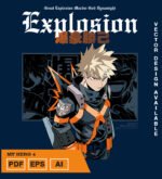 Plantilla diseño de camisetas vectoriales de anime My Heroe 44