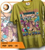 Plantilla diseño de camisetas vectoriales de anime Una Pieza Frankie - Imagen 2