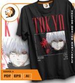 Plantilla diseño de camisetas vectoriales de anime ghoul 2 - Imagen 2
