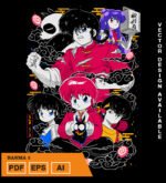Plantilla diseño de camisetas vectoriales de anime Ranma 3