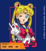 Plantilla diseño de camisetas vectoriales de anime marineras 1