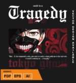 Plantilla diseño de camisetas vectoriales de anime ghoul