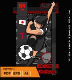 Plantilla diseño de camisetas vectoriales de anime supercampeones 4