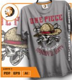 Plantilla diseño de camisetas vectoriales de anime Una Pieza luffy 7 - Imagen 2